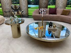 Villa Luxury Modern Stainless Steel Mirror Coffee Table Set