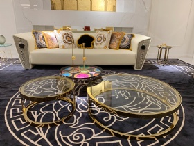 Villa Luxury Round Glass Coffee Table Set