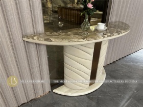 Villa Luxury Italian Marble Leather Console Table