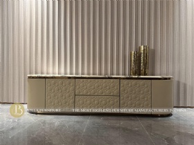 Villa Italian Luxury Leather Nature Marble TV Unit