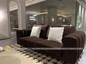 Elevate Your Luxury Lifestyle with our Black Leather Sofa for Spacious High-End Villas