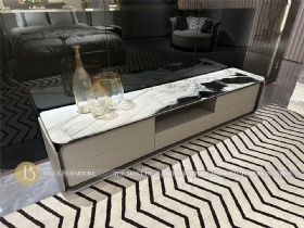 Villa Italian Luxury Leather Nature Marble TV Unit